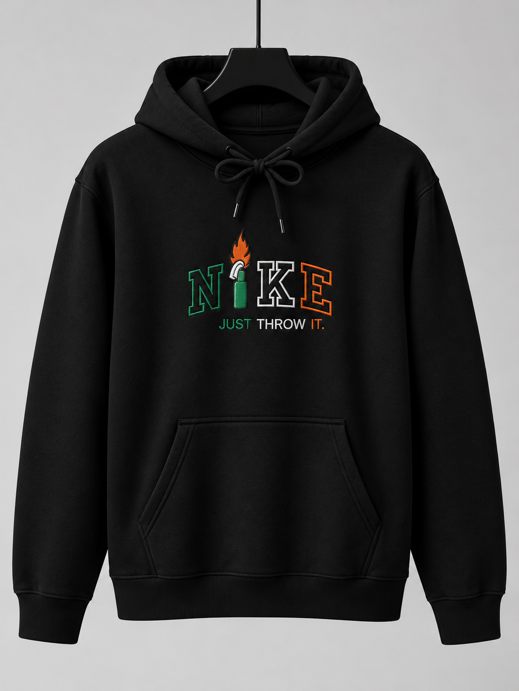 Just Throw It embroidered hoodie in black