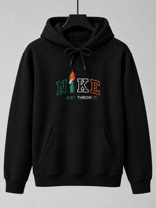 Just Throw It embroidered hoodie in black